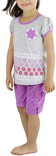Image of ToBeInStyle Girl's Two Piece Summer Set Cute Tee Top and Matching Shorts Adorable Outfit