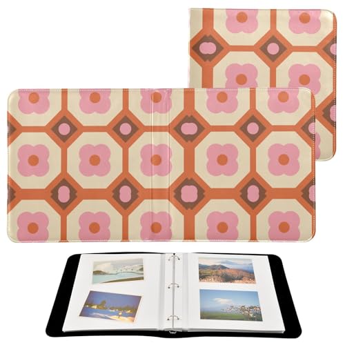 Album photo rétro des années 70 - Orange et marron - Pour photos - Pages autocollantes - Album photo pour scrapbooking - Albums de famille pour photos de 15,2 x 20,3 cm