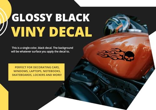 Image of AG- Skull Flame Sticker Set, 2-Pack Vinyl Decals for Car Motorcycle Tank Vinyl Racing Sports Flame Decal s for Motorcycles Dirt Bike Decals Calcomanias para Carros 8.5 in (Black)