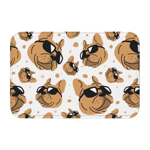 玄関マット 面白い 犬柄 フレンチブルドッグ バスマット 室内 屋外 足拭きマット カーペット おしゃれ 北欧 滑り止め付き 洗える ベットルーム 浴室 台所 寝室 業務用 家庭用 40×60cm