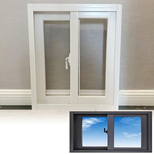 Qiczom Vinyl Bathroom Slider Window,，31x13in / 79x33cm White，Customizable Size, with Tempered...