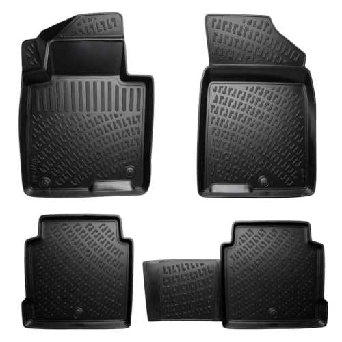 Hyundai Sonata 2015-2019 (No 2015 Hybrid Model) & Kia Optima 2016-2020 (No 2016 Hybrid Model) Floor Mat Custom Fit Rubber 3D Car Mats Laser Measured Floor Liner All Weather Waterproof (Front & Rear)