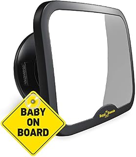 Royal Rascals Lockable Baby Car Mirror, Safest Shatterproof Back Seat Mirror For Car, Crystal Clear Rear View Car Mirror For Baby, Baby Car Seat Mirror, Car Seat Accessories, Comes with a Sign, Black