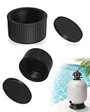 Luxorium 2 Stück Sandfilter Ablasskappe mit Dichtung Ersatzteile für Sandfilteranlage Pool Spa Schwimmbad Ablaufstopfen Schwarz