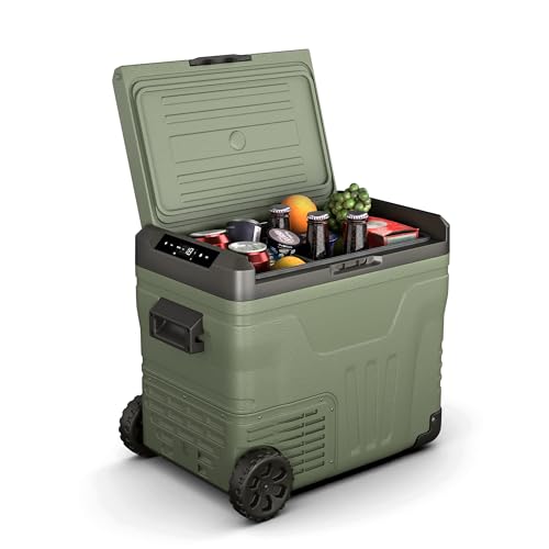 KLARSTEIN PolarForce 50L Nevera portátil - Nevera portátil eléctrica con compresor, Panel LCD, -20°C a 20°C, Modo Eco, Ruedas Todoterreno, Asas Dobles, Ideal para Camping & Viajes, Freezer