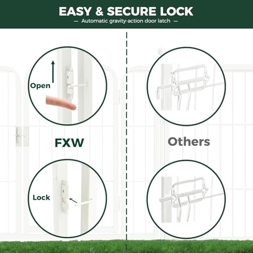 Image of FXW Rollick Unleashed Dog Playpen for Indoor, Yard, RV Camping, 40 inch 24 Panels for Medium and Large Dogs, White│Patented