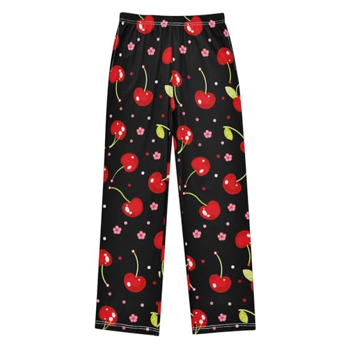 Cherries Flowers Black Cherry Pajama Pants Long Sleep Pant Soft PJ Bottoms Sleepwear