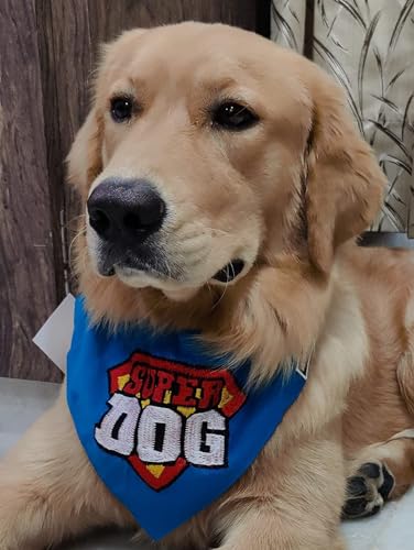 Image of TDIT Superdog Embroidered Bandana with Adjustable Dog Collar (Size Medium /Large)