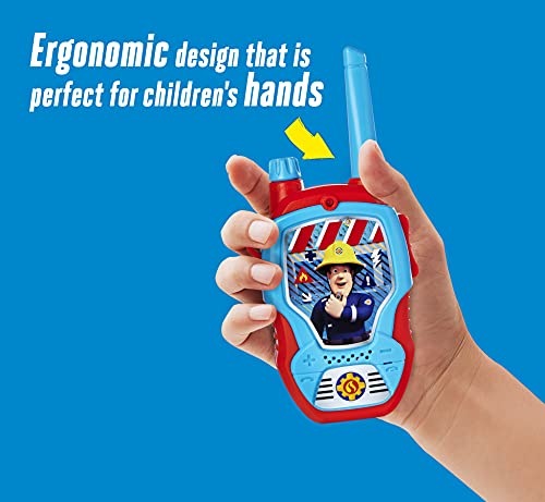 Dickie Toys Feuerwehrmann Sam Walkie Talkies für Kinder ab 4 Jahren - 2 Funkgeräte, 100m Reichweite, kindgerechte Lautstärke, Robustes Gehäuse - Rote Walkie Talkie Kinder Spielzeug - 203092005