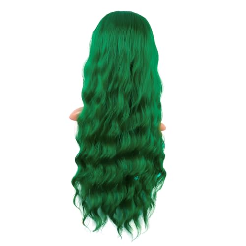 Image of MapofBeauty 28 Inch /70 cm Long Wavy Middle Part with No Bangs Synthetic Fiber Curly Fashion Women Party Cosplay Wig (Grass Green)