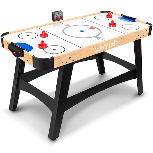 Serenelife Air Hockey- Table de air Hockey de 137 cm-Table de Jeu Moteur 2× Plus Puissant, Scoreboard LED, Interrupteur AC –...