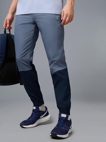 Image of TECHNOSPORT Mens Woven Regular Fit Activewear Joggers for Running, Gym, Sports and Regular Use Stretchable, Colorblock and Antimicrobial