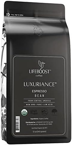 Lifeboost Coffee Espresso Whole Beans Coffee - Low Acid Single Origin USDA Organic Coffee - Non-GMO Espresso Coffee Third Party Tested For Mycotoxins & Pesticides (Espresso Whole Bean 12oz)