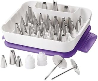 Wilton 2104-0240 Master Cake Decorating Piping Tips Set, 55 Pieces, Silver, 5x21,5x20 cm