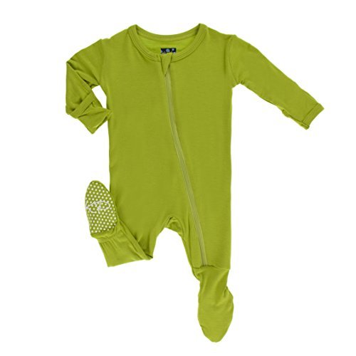 Image of KicKee Pants Print Footie with Zipper, Fitting Long Sleeve Pajama Baby Bodysuit, Ultra Soft Everyday One Piece Loungewear