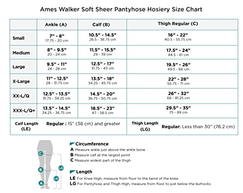 Ames Walker Aw Style 78 Soft Sheer 8-15 Mmhg Mild Compression Pantyhose Black Queen Plus #TOP3