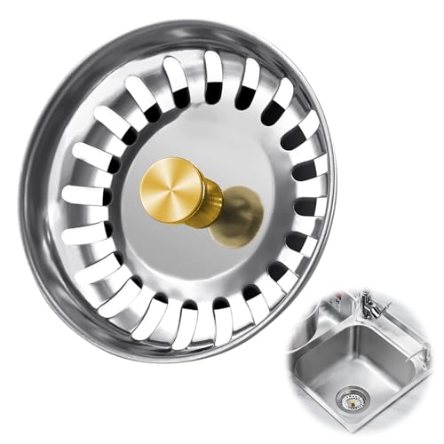 Stainless Steel Sink Plug, Replacement Kitchen Sink Plug Strainer Plug 80mm Basket Strainer Sink Plug Universal Sink Strainer Replacement for Kitchen Sink,UK Sinks Hole Diameter 80mm