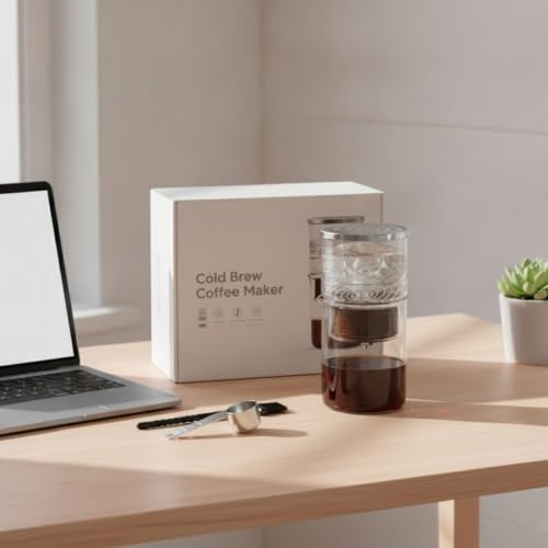 Image of Wide Mouth Cold Brew Coffee Maker Easy to Clean Cold with Filter, English