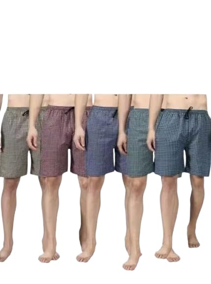 MS India Shop Men's Checkered Boxer Shorts, Multicolour, Casual Lounge Wear-image-7