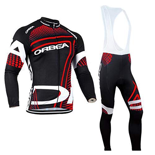 logas Ensemble Maillot et Cuissard Cycliste Homme Tenue de Velo Manches Longues Vetements VTT Equipe Pro