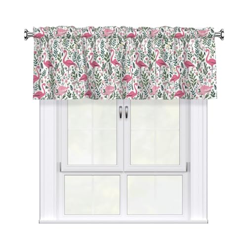 YCXUKS Flamingo Floral Valance Curtains Kitchen Blackout Curtains for Living