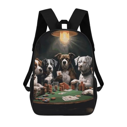 FekiLoot Playing Poker Dogs Bookbags 17 Inch Aesthetic