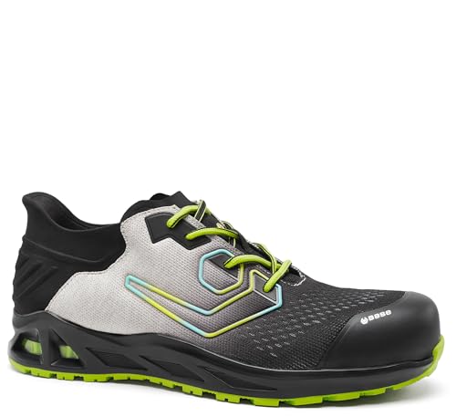Base Protection bezpečnostní obuv do práce, černá, šedá, limetková B1045B, model K-Spin S1PS ESD HRO SC FO SR -BS řada KAPTIV, černá šedá a limetkově zelená, 42 EU