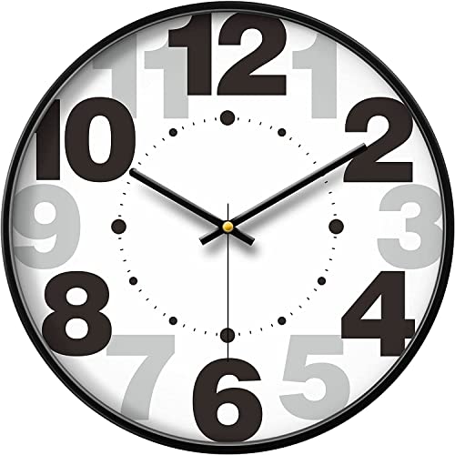 Image of TEKCOOL Wall Clock 12 inch Silent Quartz Decorative Wall Clock Non-Ticking Classic Digital Clock Battery Operated Round Easy to Read Handheld Complete Home /Kitchen /Bedroom(433);