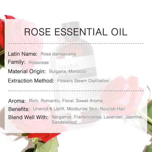 Image of Rose Essential Oil for Skin, Face, Hair Care, Diffuser, 3.38 Fl Oz