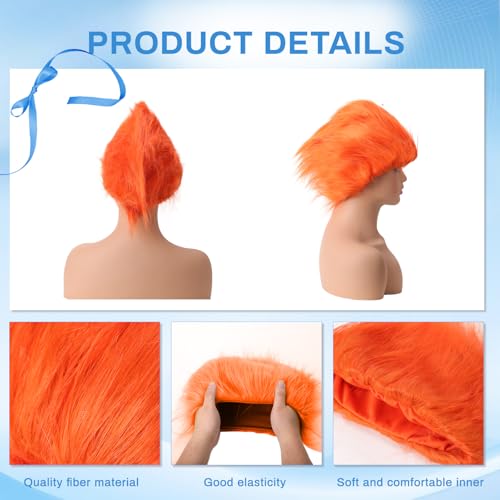 Image of Orange Wig Hair Headband Costume Funny Wigs Blue Wigs for Women (Orange, Medium)