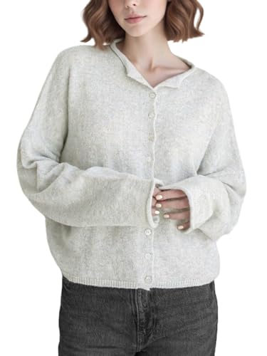 Image of Women Y2k Knitted Cardigan Long Sleeve Button Down Sweater Lightweight Casual Cardigan Loose Fall Streetwear