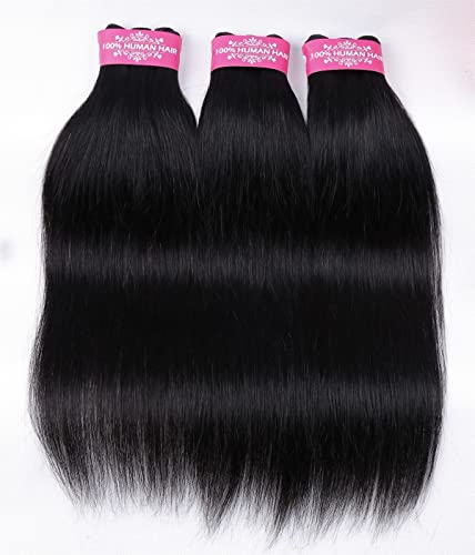 Sexycat Straight Human Hair Bundles 10 12 14 Inch 100% Unprocessed Brazilian Virgin Hair Extensions Weave Weft Bundles Human Hair Natural Color - Image 2