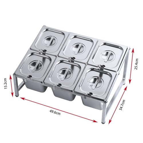 Estante organizador de especias expandible, estante organizador de acero inoxidable para condimentos comerciales para bufés de cocina, dispensador de alimentos para condimentos, salsas, ensaladas