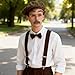Yxtwaeh 5 Packs Old Man Costume Accessories 1920s Mens Gangsters Costume Set Beret Hat Bow Tie Suspenders Fake Eyebrows Mustache Glasses for Halloween Christmas Carnival Cosplay