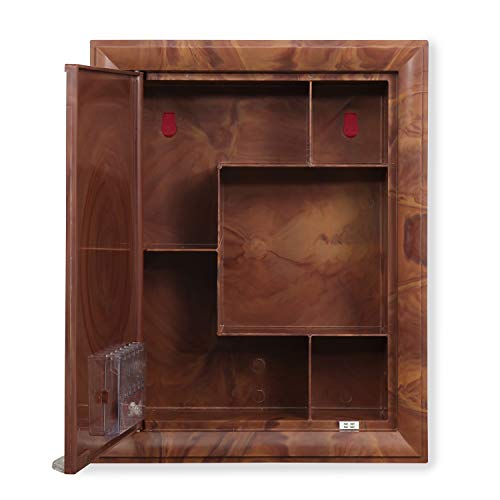 Image of Nilkamal GEMM Bathroom Cabinet with Mirror|3-Year Warranty|Modern & Stylish|Space Saving Storage|Wall Mounted Plastic Bathroom Cabinet with 5 Shelves|Bathroom Accessories|Mirror Cabinet|Mangowood