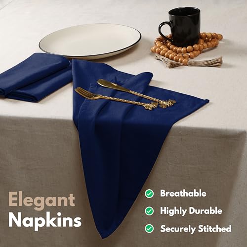 Native Fab Solid Cloth Napkin Set of 4, 100% Cotton, Washable, Reusable Dinner Cloth Napkin 17x17 inches, Table Decor Napkins for Dinner, Events, Ink Blue by Native Fab - Used condition - Image 2