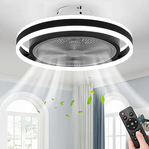 Jutifan Ceiling Fan With Lights Remote Control, 20" Modern Dimmable Ceiling Fan Light, 3 Color Dimmable, 72W Low Profile Flush Mount Ceiling Fan #TOP22
