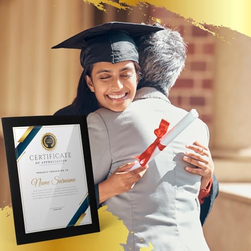 Tatuo 8.5 x 11 Paper Picture Frames Document Horizontal Paper Award Certificate Holders Display Gallery Wall Frame Art with Easel Photo Certificates Degree Diplomas(Black,50 Pcs)