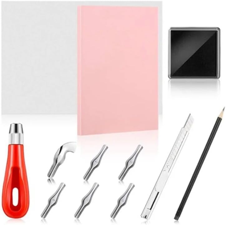 1set Engraving Rubber Stamp Making Kit DIY Handmade Crafts Art Tools Cutter Roller Accessories - (Color: 4)
