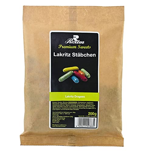 Rexim Lakritz Stäbchen, Premium Sweets, Dragees, 200 g Cover