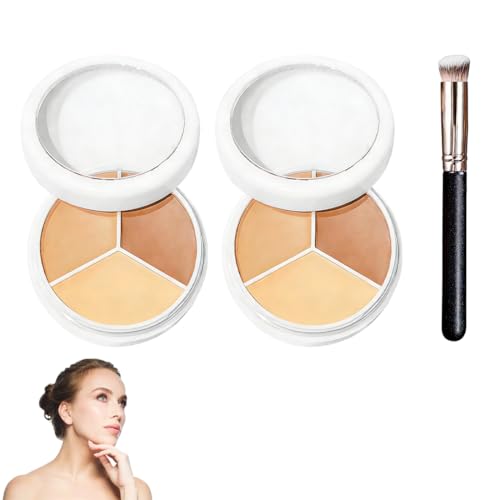 PBAHAUP Palette Correcteur Anti-Cernes 3 Couleurs, Correcteur Visage Haute Couverture Longue Tenue, Texture Fluide et Lumineuse pour un Teint Unifié Naturel,...