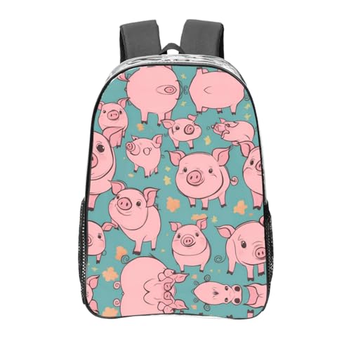 Sac à dos transparent avec poches noir contre les pertes de temps au travail imprimé cochon