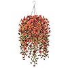 Artificial fake hanging flowers plants with basket fall outdoor decorationfaux silk colorful daisy in planter boxwood no fade plastic shrubs decor farmhouse home garden thanksgivingorange brown  urban country home decor
