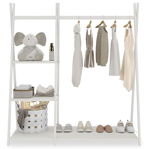 IDIMEX Guarda Roupa Infantil Branco Arara Madeira Montessori Lotte