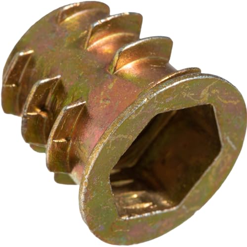 YoiYee M8 x 13mm Wood Insert Hex Socket Nuts - Threaded Flanged Hex Socket Nut Insert for Wood Furniture DIY Projects - 25 Pack