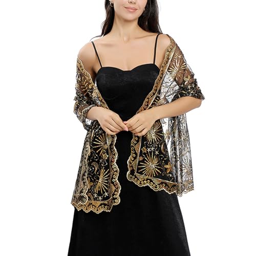 Women’s Moon Star Pashmina Wrap for Evening Wedding Dress Silk Sheer Bridal Bridesmaid Shawl2