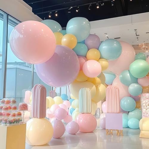 Image of 32 Pack Pastel Balloons 36 inch Multicolor Macaron Balloon for Day Girls Birthday Baby Shower Easter Party Decoration