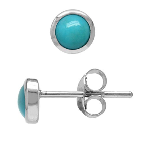 Silvershake 3mm Extra Petite Genuine Arizona American Turquoise White Gold Plated 925 Sterling Silver Stud Earrings Jewelry for Women and Teens Second and Third Hole or Helix Piercing