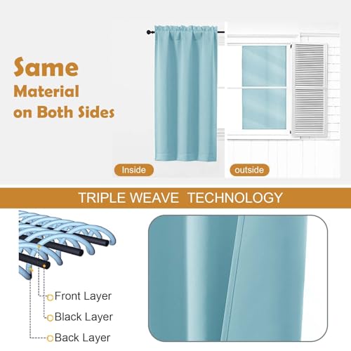Image of Aiyufeng Aqua Blackout Curtains for Bedroom 84 Inch Length 2 Panels Set, Solid Thermal Insulated Privacy Energy Saving Living Room Window Treatment Curtains Blackout Drapes, W40 x L84 Inch,Aqua