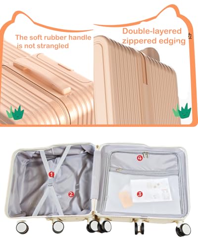 20" Ride-On Suitcase for Kids, Ride on Kids Luggage Six Wheels Suitcase with Spinner Wheels Ride on Toddler Luggage Travel Rolling Suitcases for Boys Girls (White)3